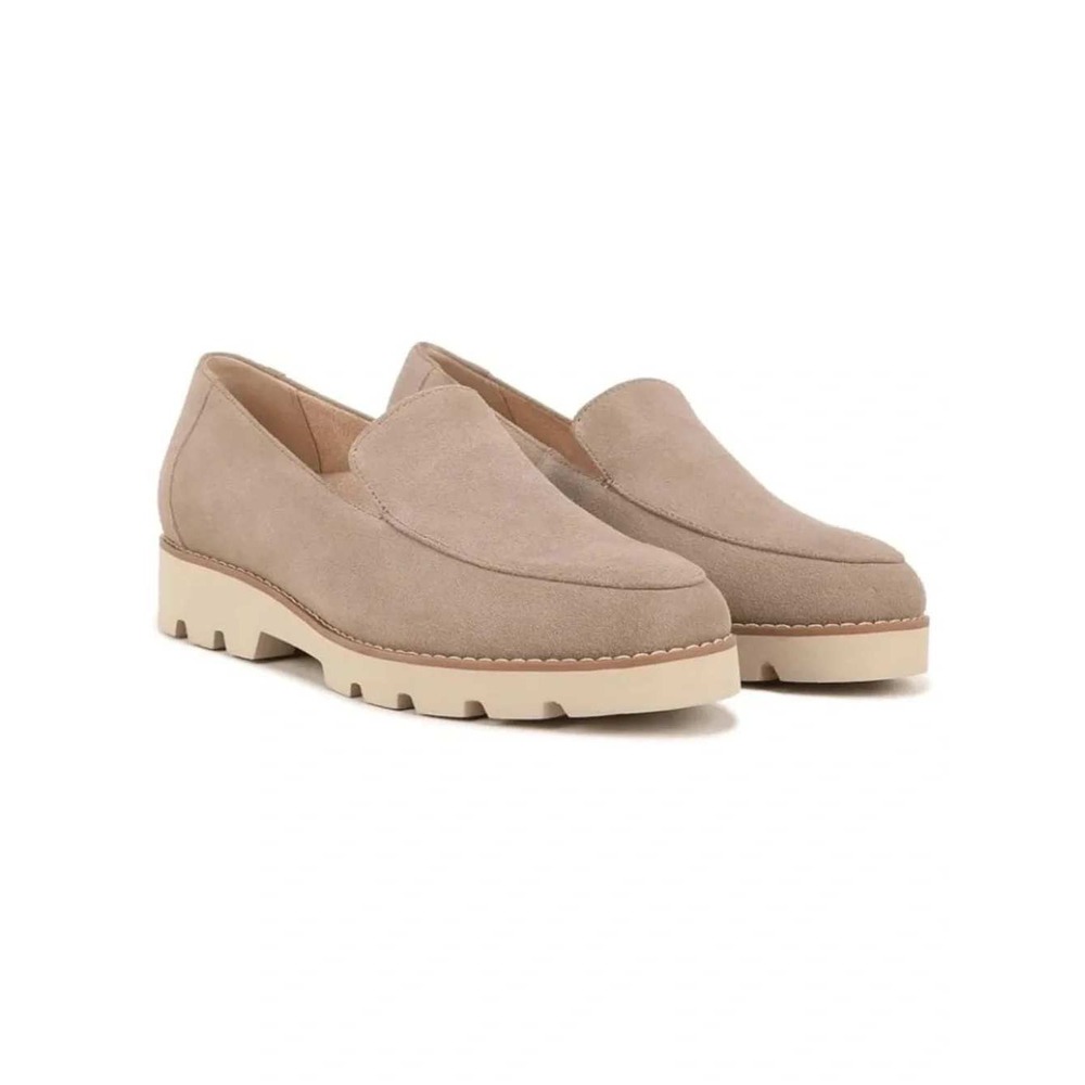 Vionic Kensley Taupe Suede Lug Sole Loafers Womens 8.5 Platform Slip On Shoes